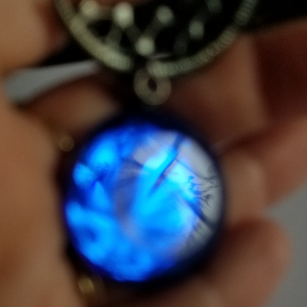 Relisted - Moon pendant blue gem dark silver tone metal lunar celestial - Picture 4 of 10